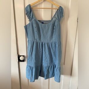 NWT old navy chambray puff sleeve shoulder dress XL jean denim lightweight flowy
